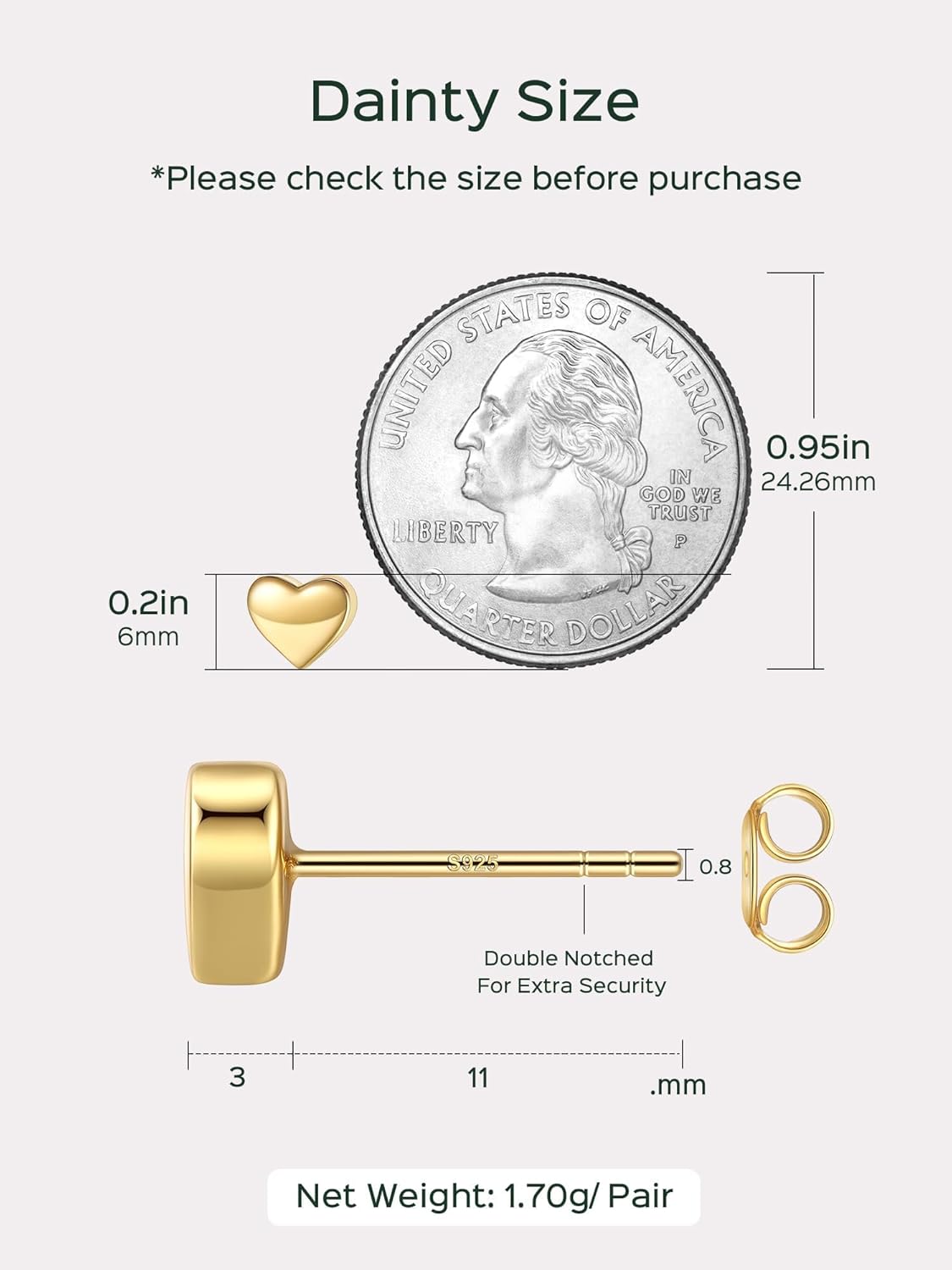 Classic 7mm Heart Stud Earrings for Women and Men,  silver jewelry, gift idea, Sterling silver earrings