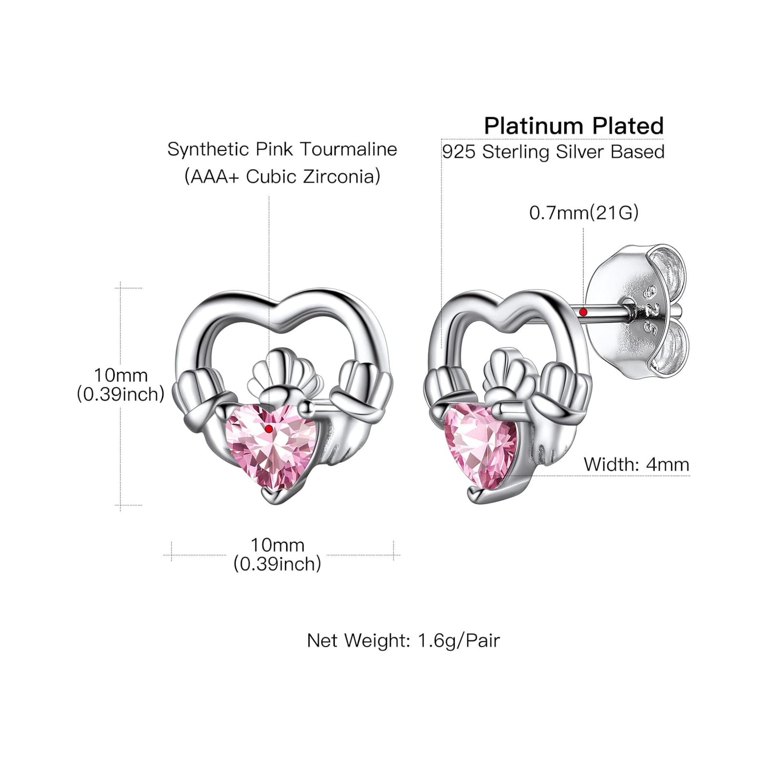 Dainty Claddagh Celtic Heart Stud Earrings
