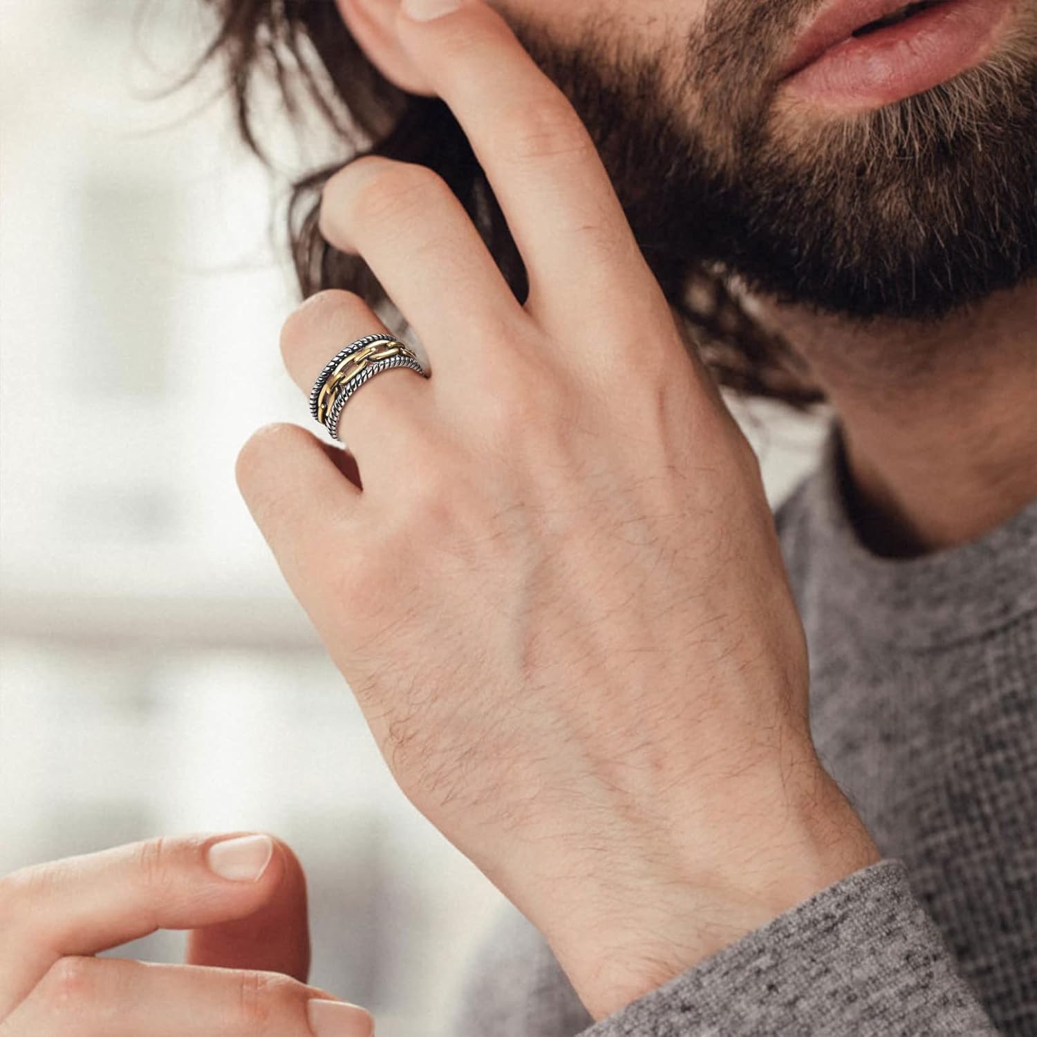 Retro Cuban Link Chain Rings for Men