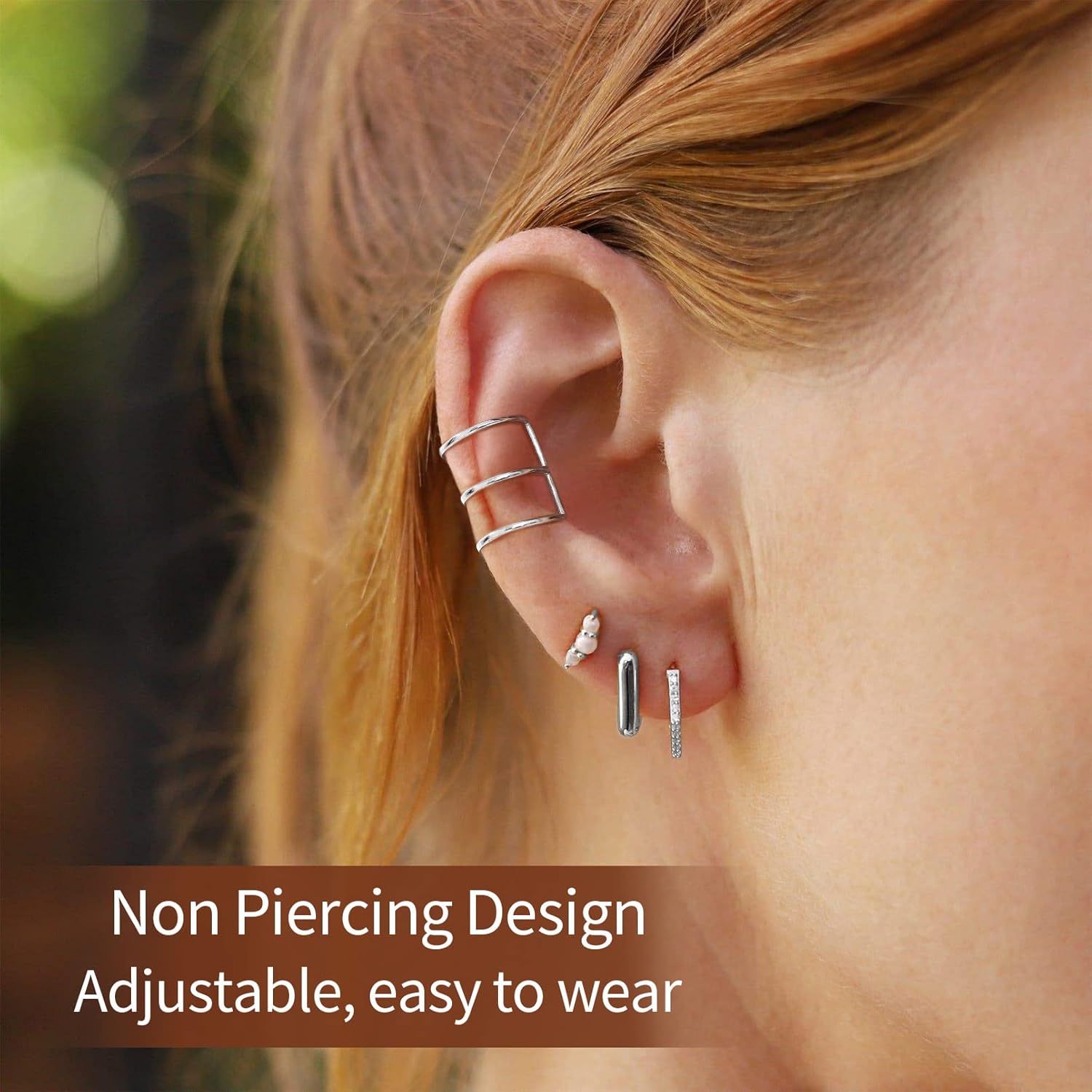 Minimalist Simple Lines Non Piercing Cartilage Cuffs Earrings