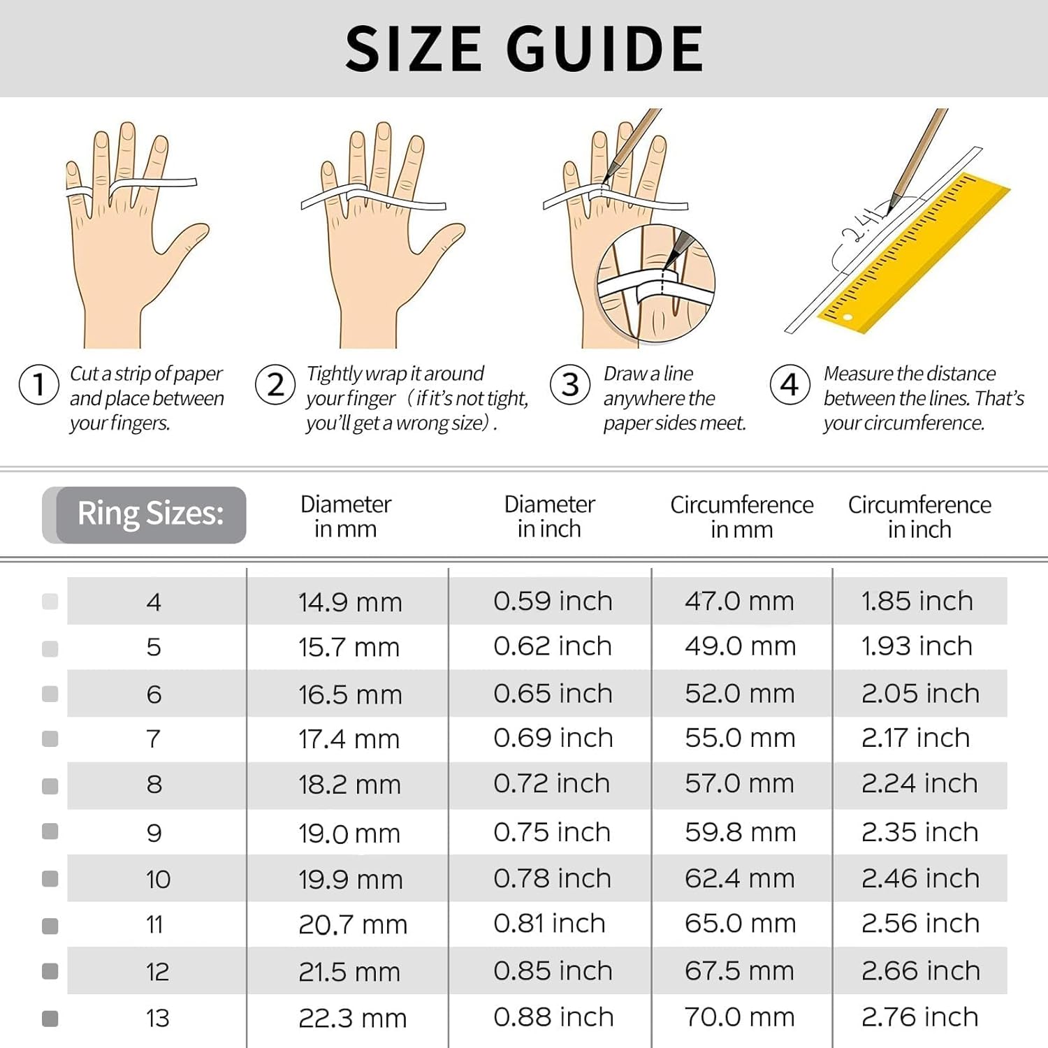  Heart Celtic Knot Wedding Band Rings, How to measure ring size at home