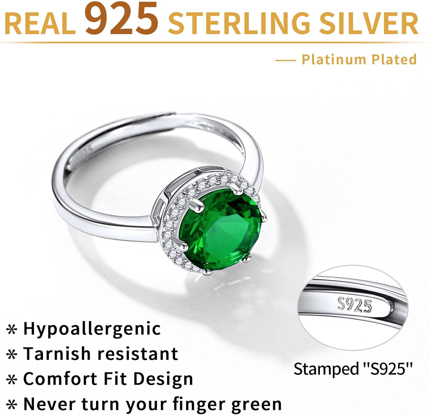 Sterling Silver Round Cut Birthstone Promise Ring