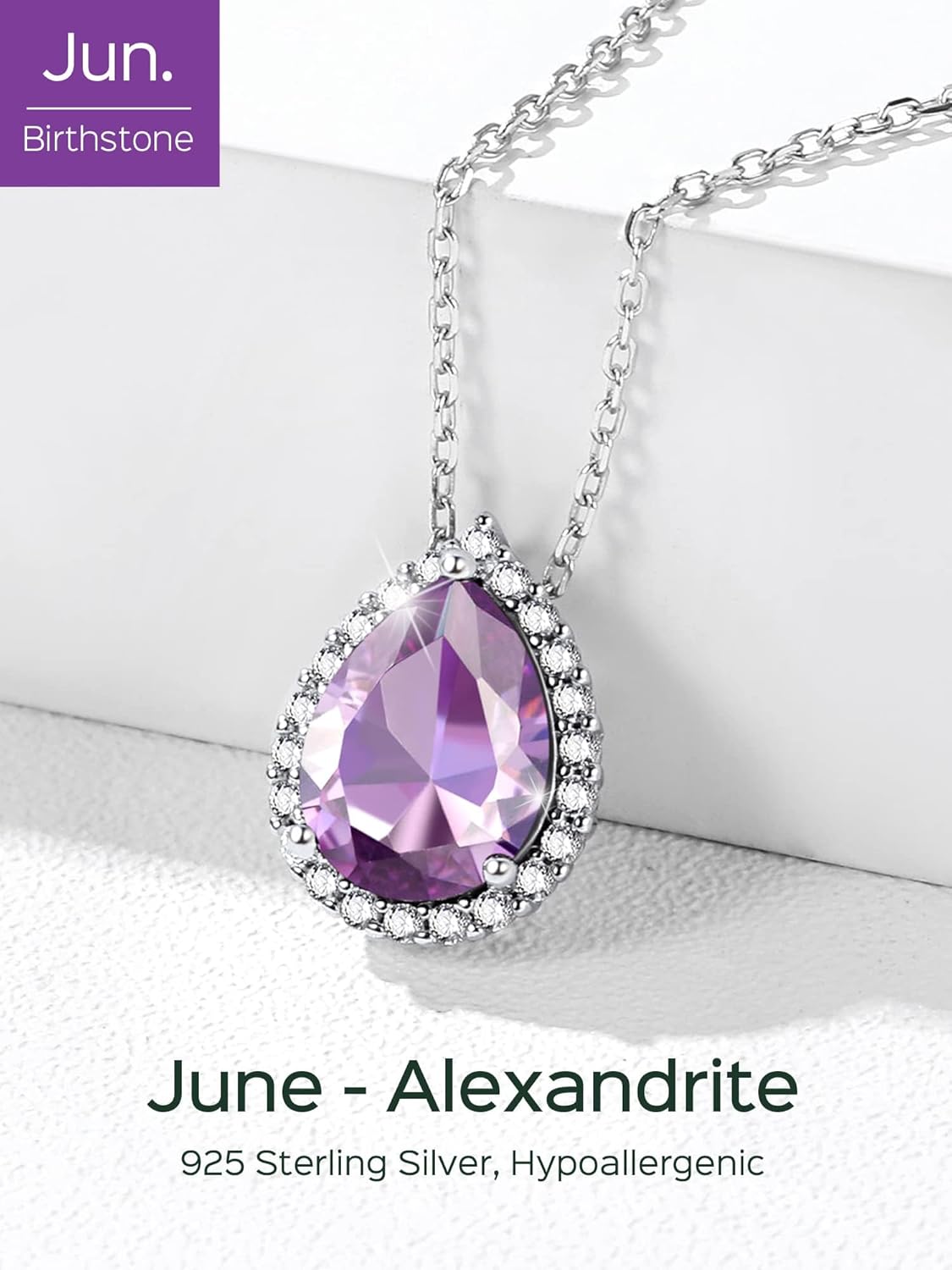 Pear Cut Teardrop Birthstone Diamond Necklace