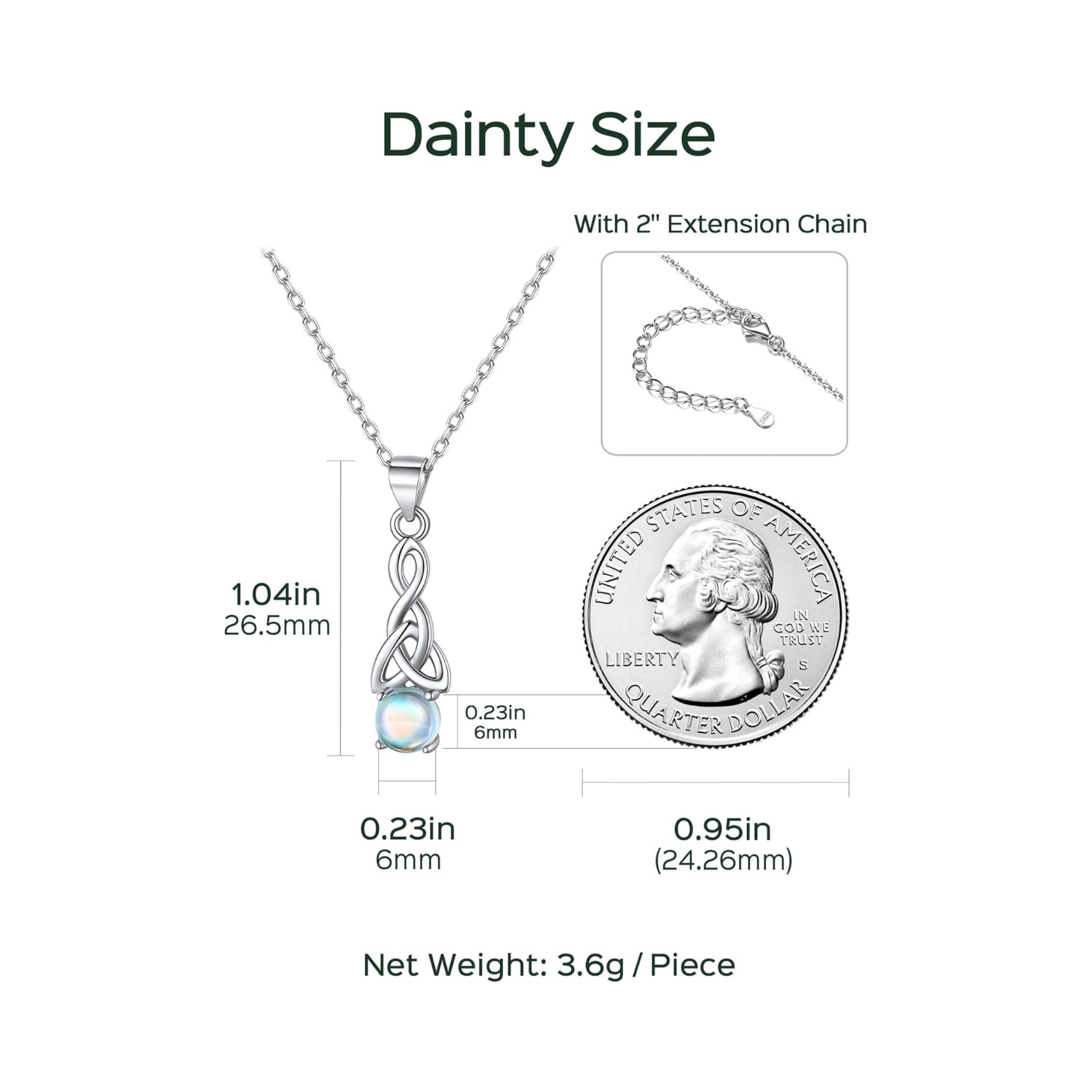 Moonstone Round Shaped Celtic Knot Pendant Necklace for Women, moonstone jewelry, celtic knot jewelry, sterling silver jewelry, silver necklace for women