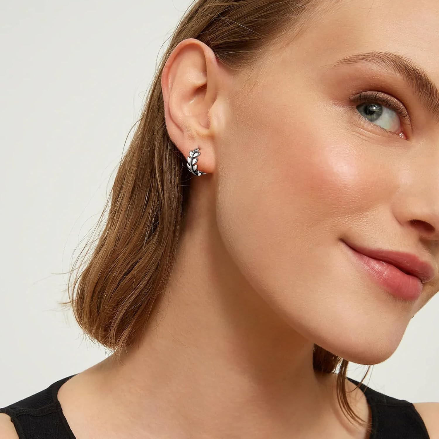 Hypoallergenic Leaf Lightweight Chunky Thick Huggie Hoop Earrings for Women