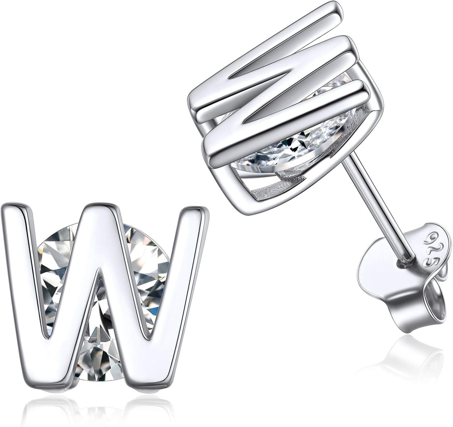 Dainty Initial & Cubic Zirconia Letter Stud Earrings