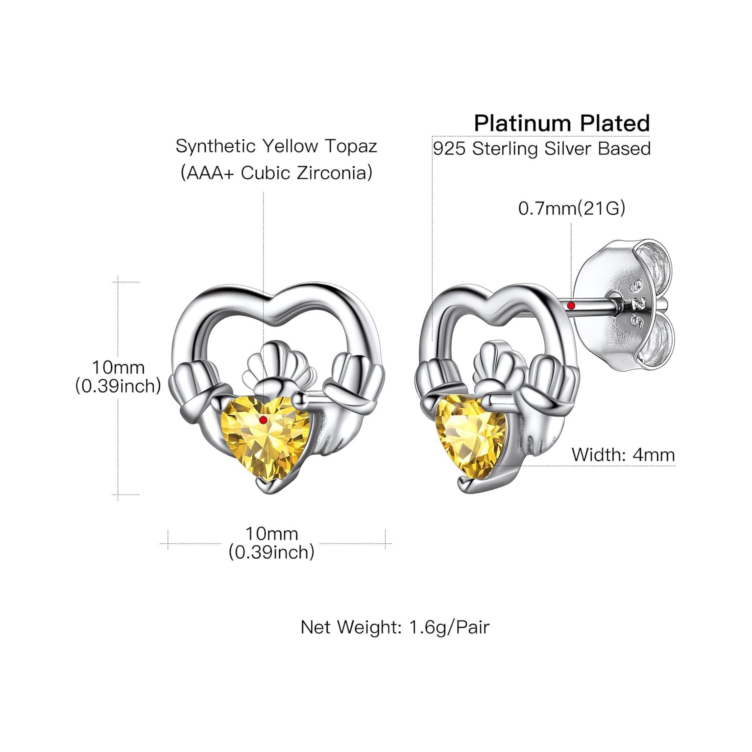 Dainty Claddagh Celtic Heart Stud Earrings