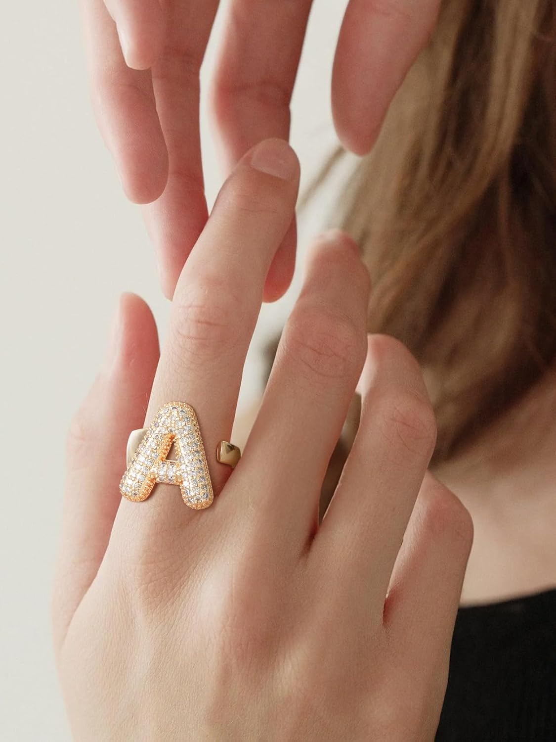 14k Chunky Gold Initial Statement Rings for Women