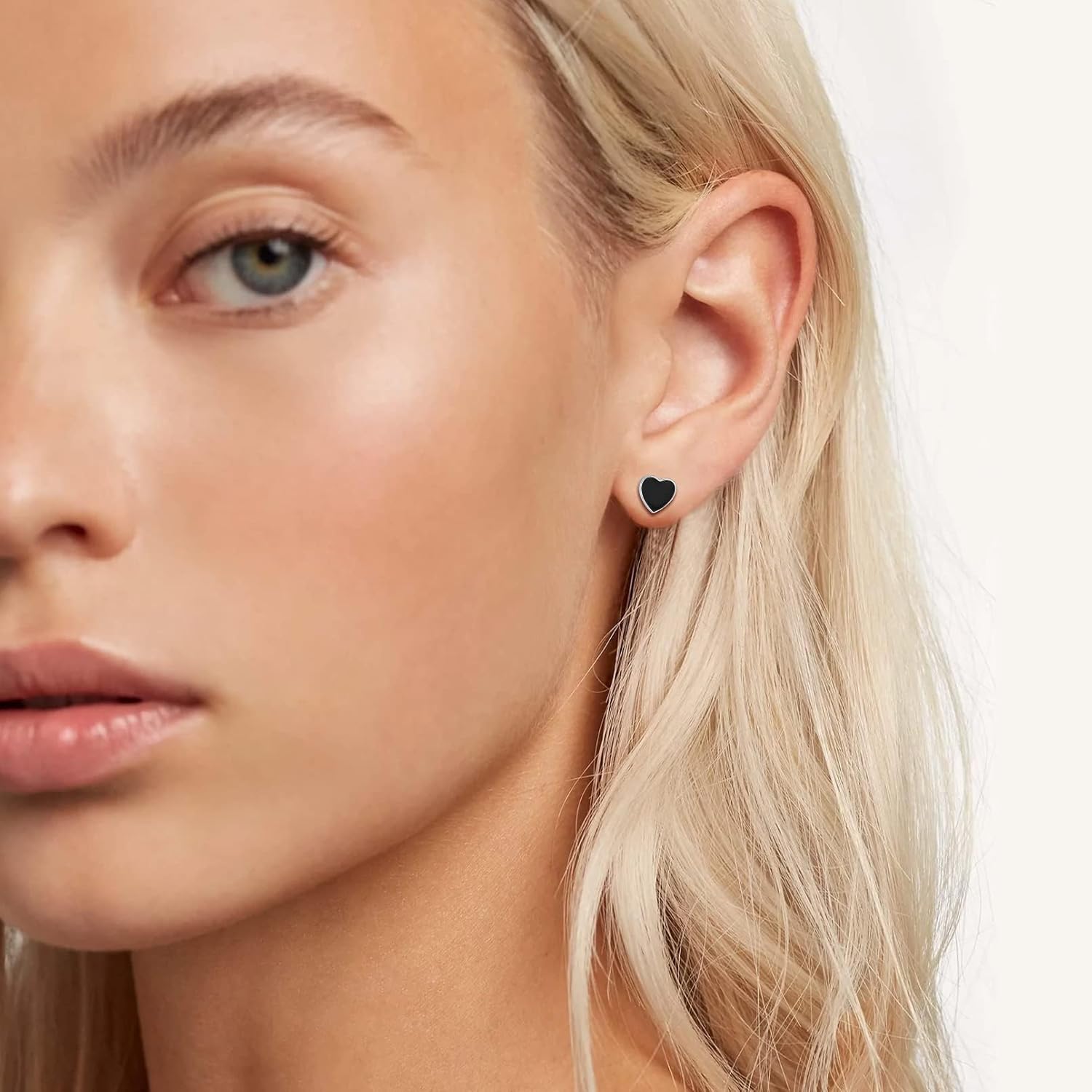 Hot Hypoallergenic Small Black Heart Stud Earrings, sterling silver jewlery, heart earrings, gift idea