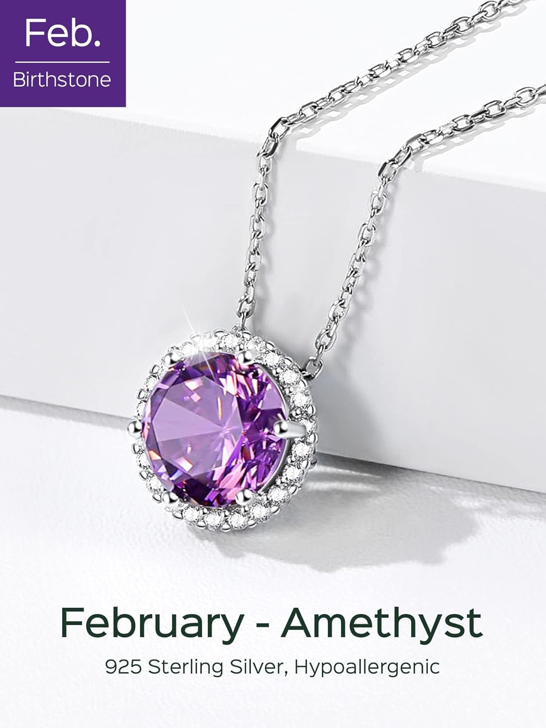 Round Cut Birthstone with Cubic Zirconia Necklace