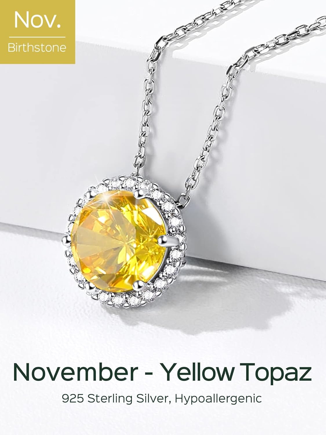 Round Cut Birthstone with Cubic Zirconia Necklace