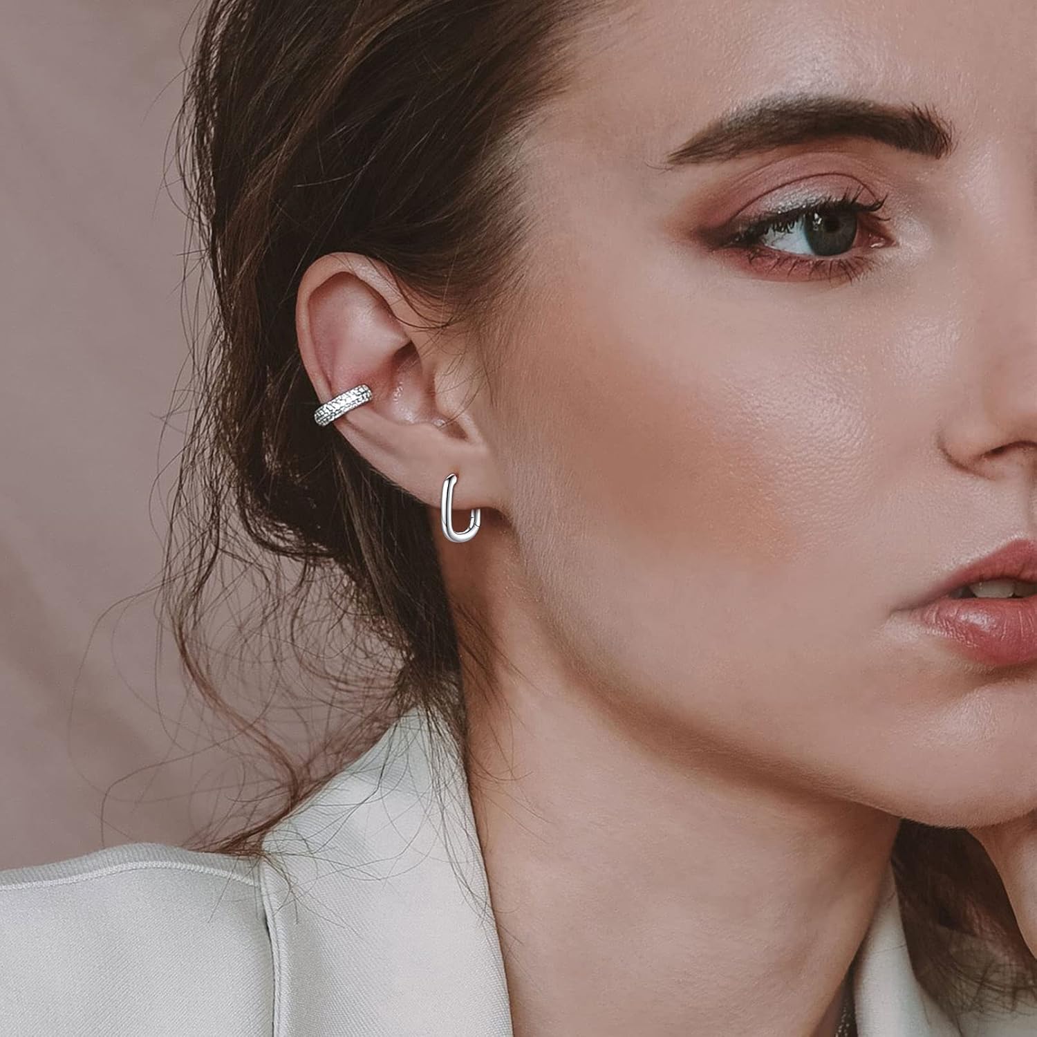 Square & round Chunky Hoop Earrings for Women, Ladies, Couples, girlfriend, wife