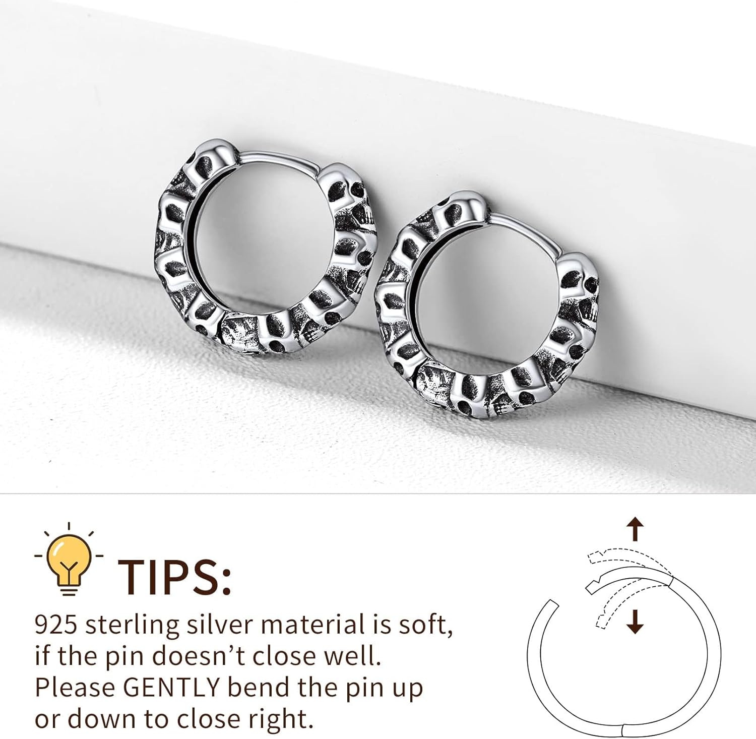 How to use ChicSilver Sterling Silver Punk Rock Gothic Skull Huggie Hoop Earrings