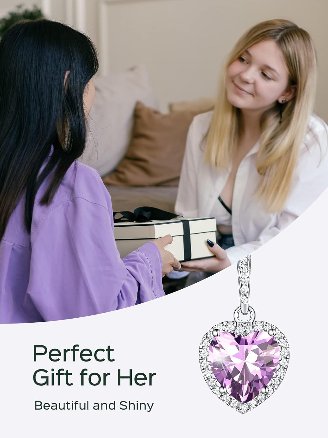 Heart Birthstone With Cubic Zirconia Necklace