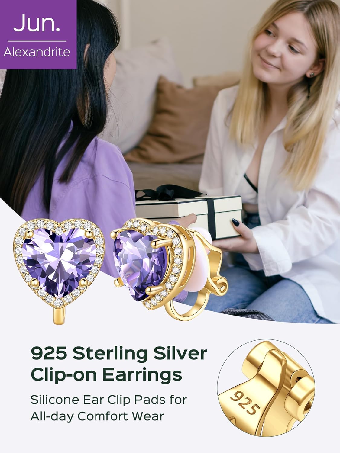 Hypoallergenic Birthstone Clip On Earrings
