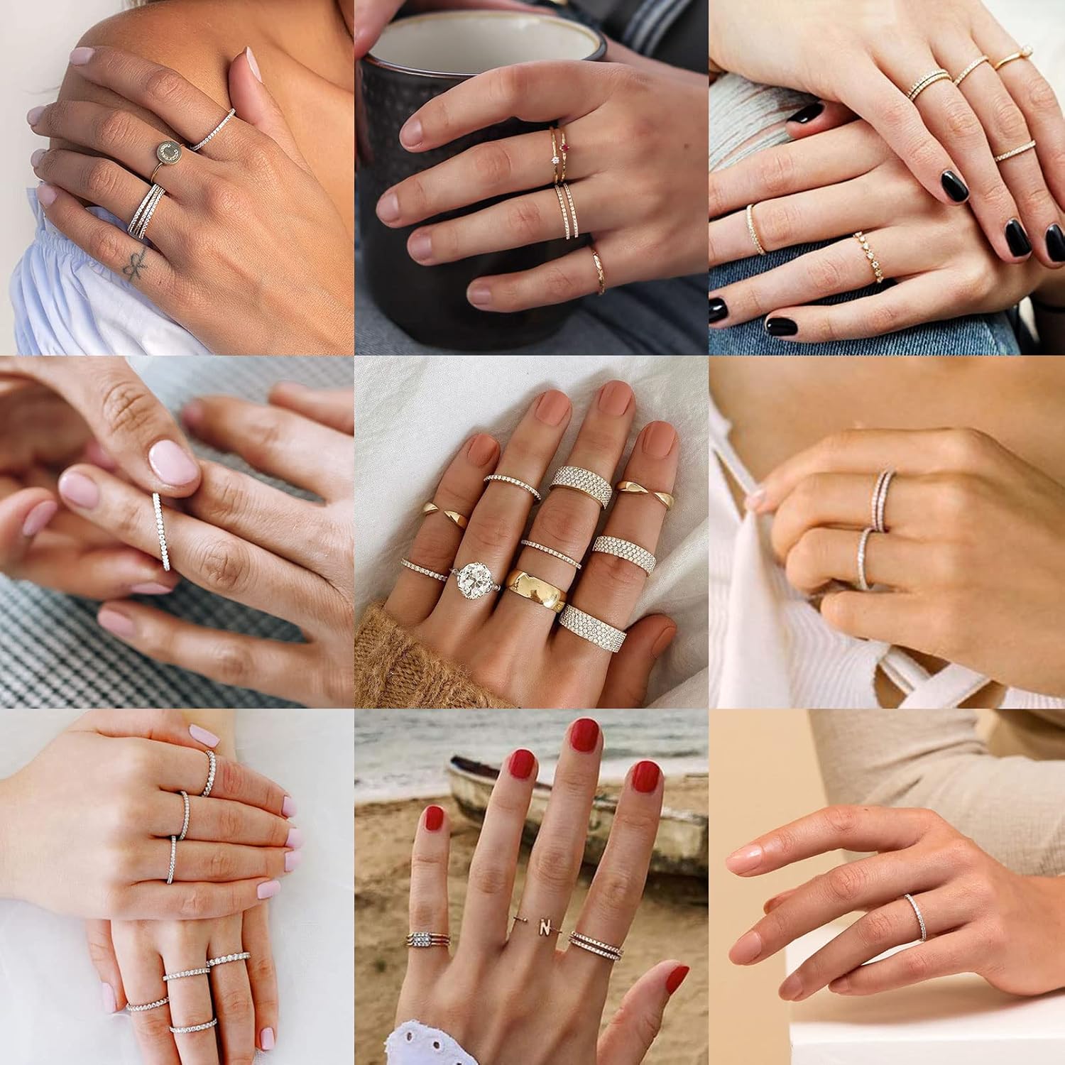 Cubic Zirconia Stackable Engagement Eternity Wedding Band Ring for Ladies