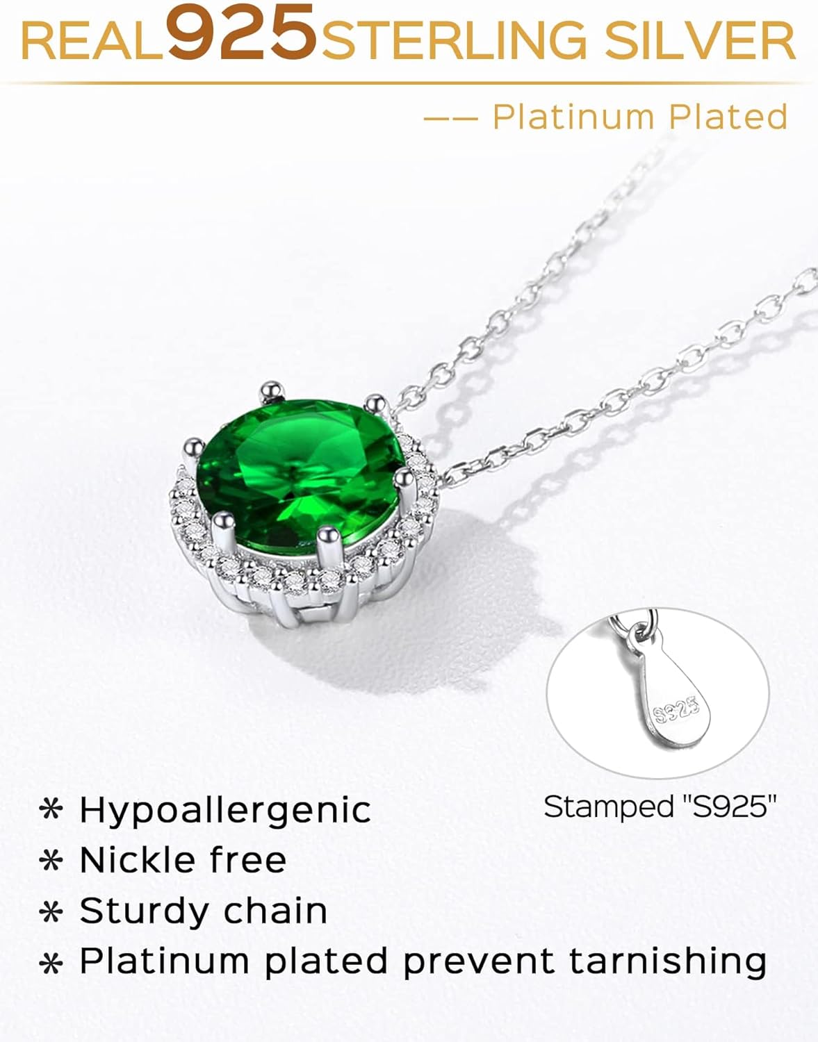 Round Cut Birthstone with Cubic Zirconia Necklace