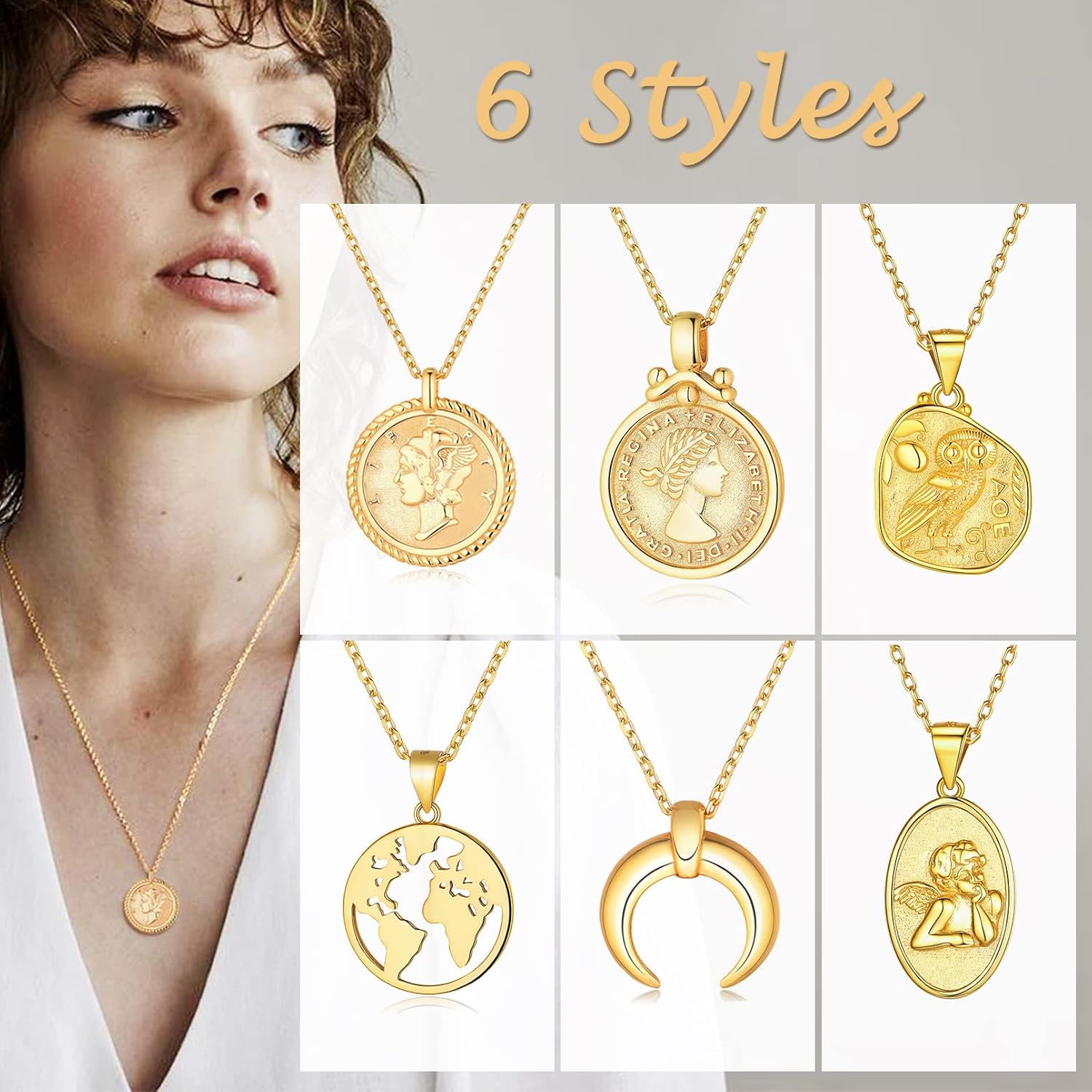 Coin Dainty Pendant Necklaces in Different Style