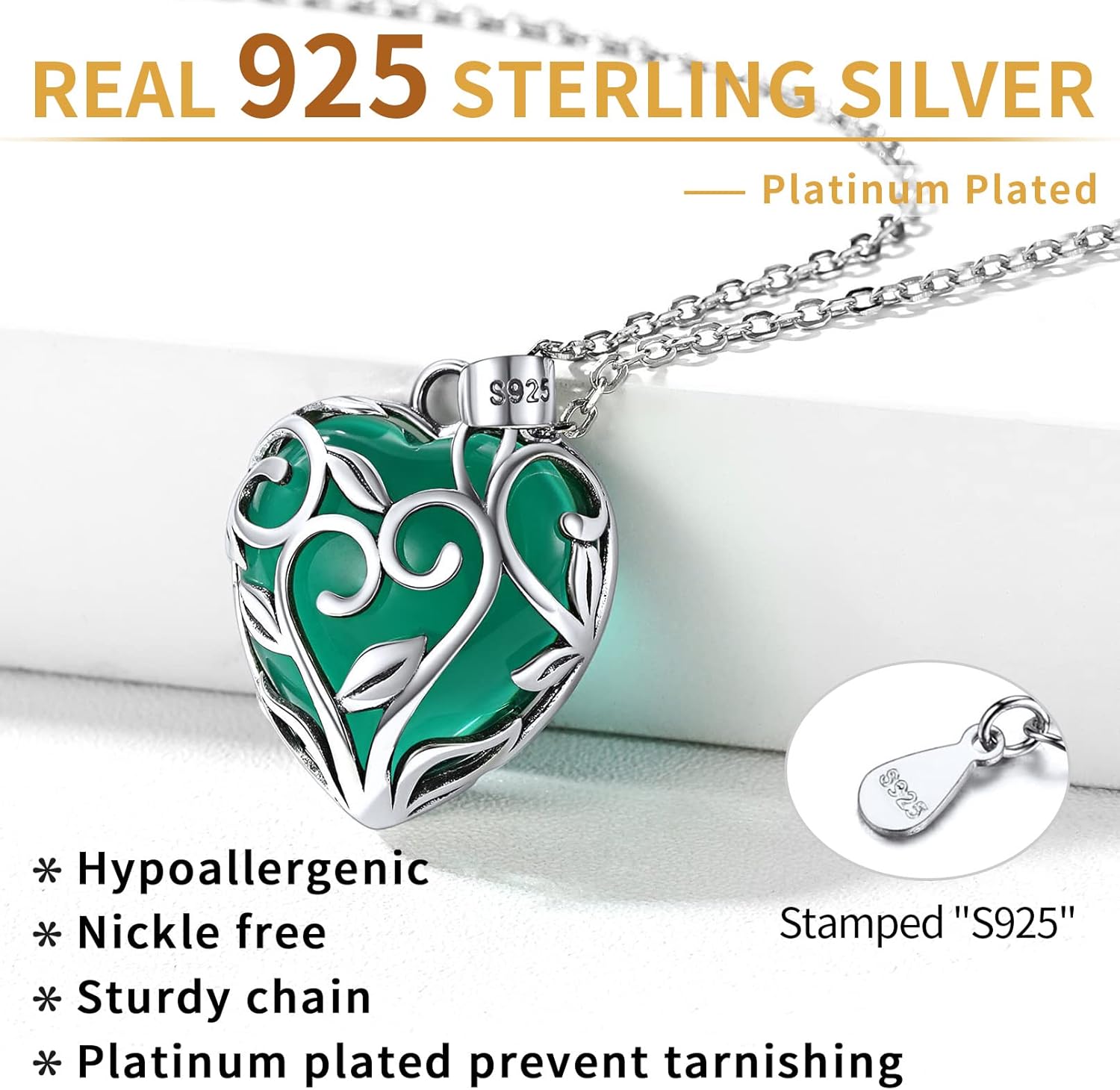 Sterling Silver Celtic Knot Heart Birthstones Necklace