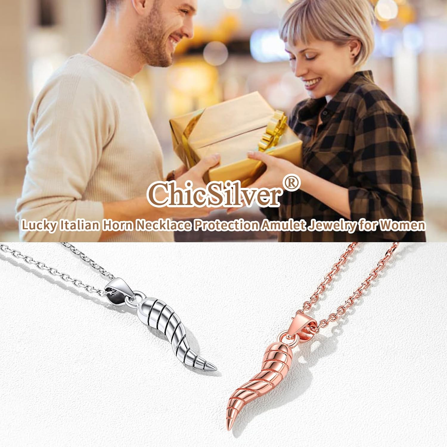 Twisted Italian Horn Necklace in Different  Colors