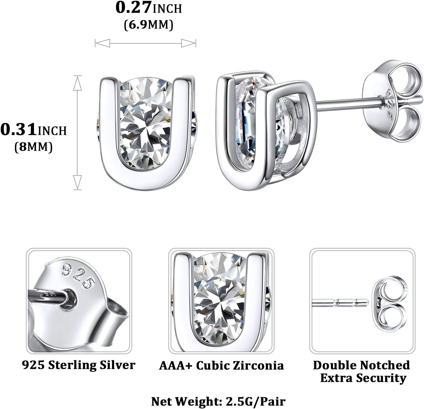 Dainty Initial & Cubic Zirconia Letter Stud Earrings