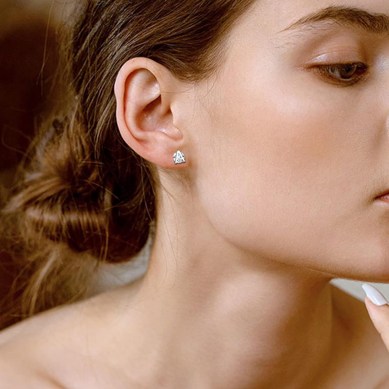 Dainty Initial & Cubic Zirconia Letter Stud Earrings