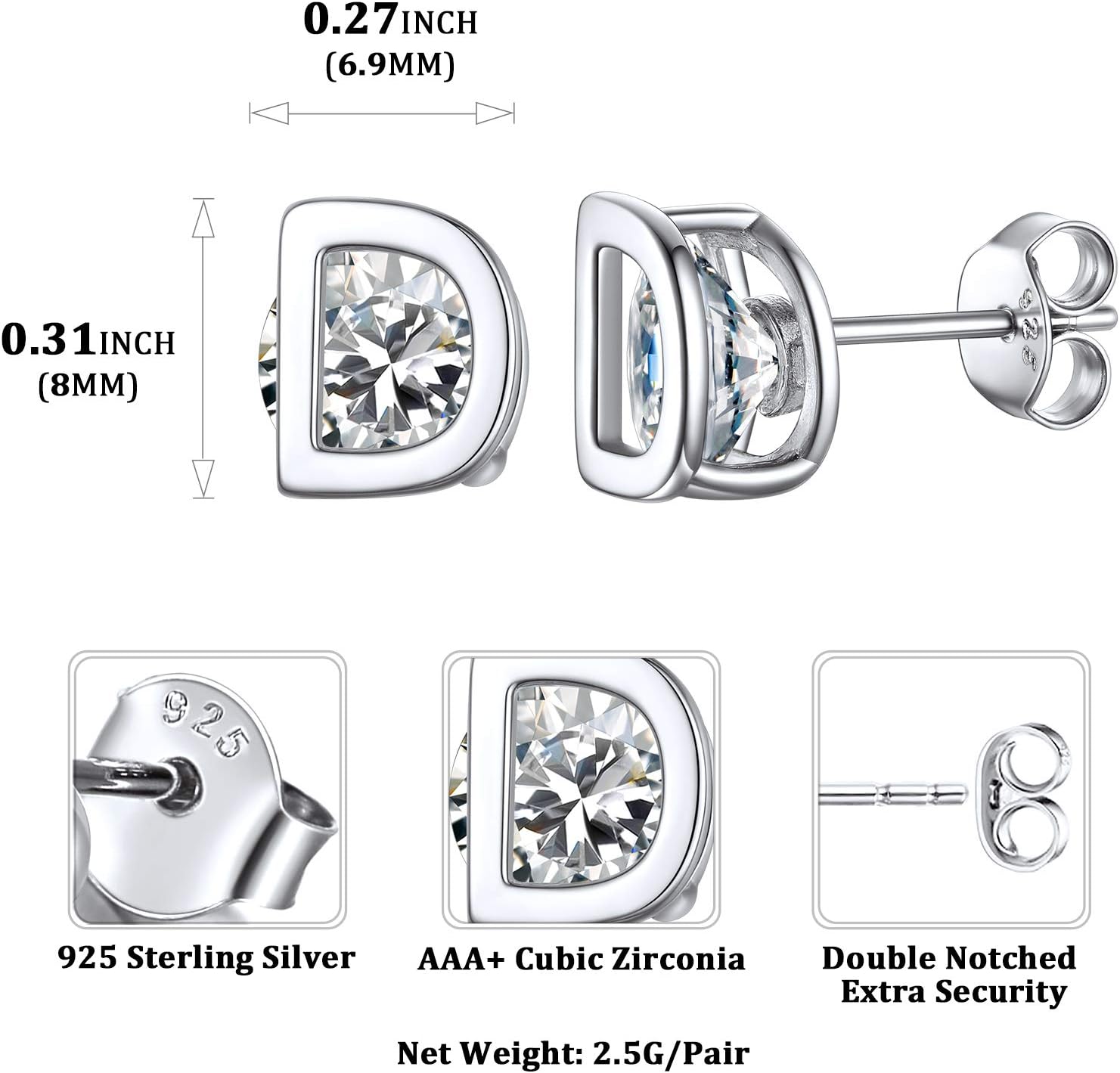 Dainty Initial & Cubic Zirconia Letter Stud Earrings