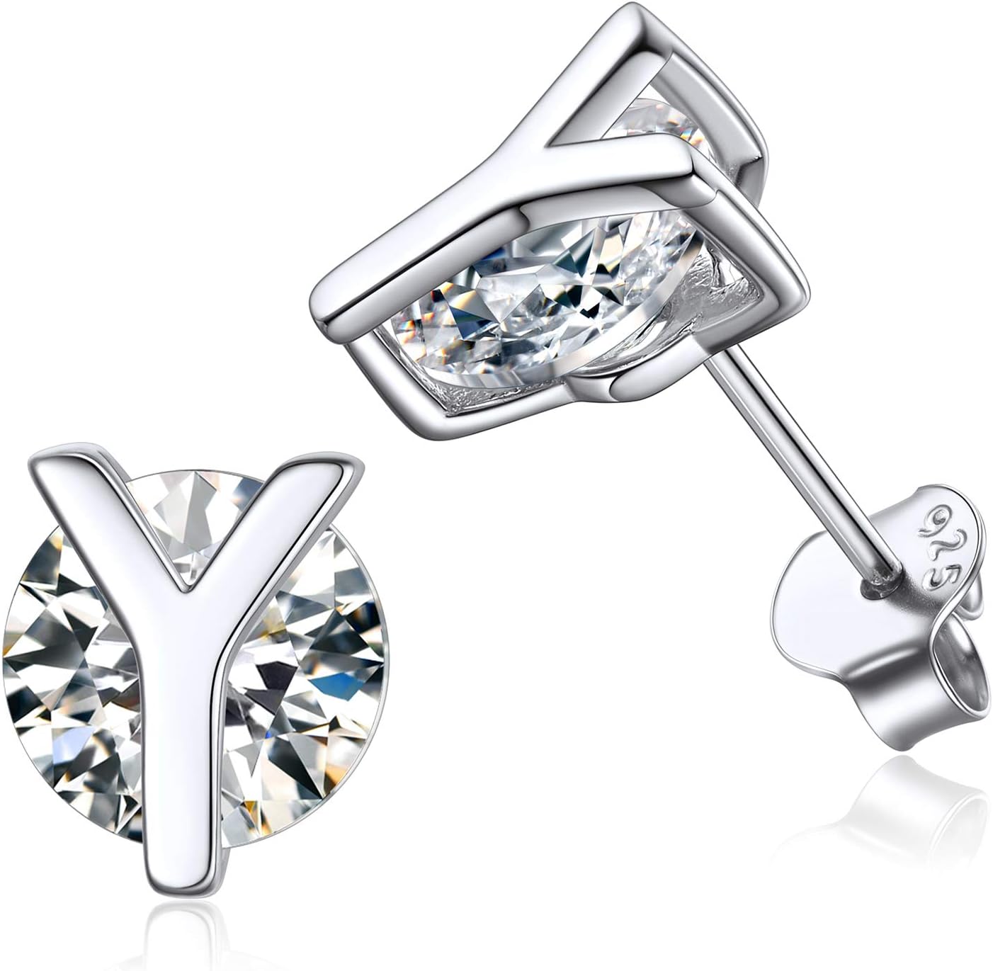 Dainty Initial & Cubic Zirconia Letter Stud Earrings