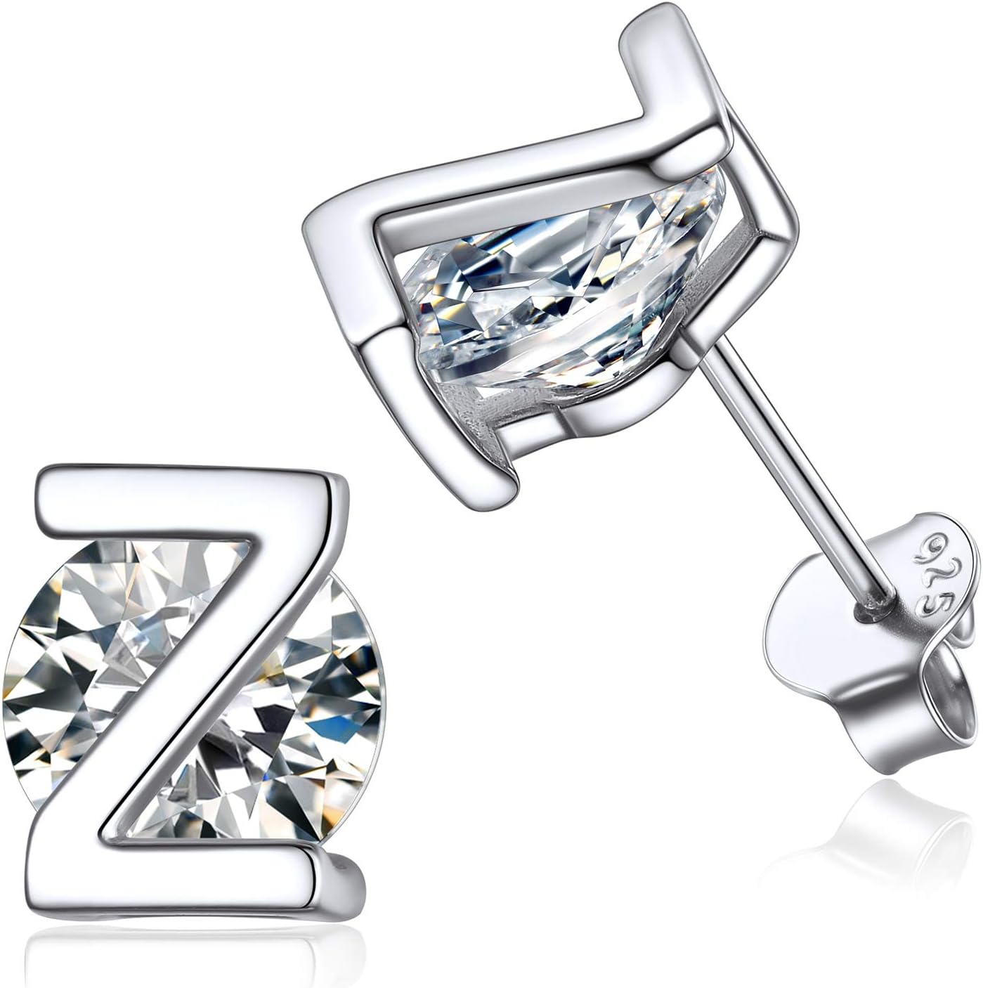 Dainty Initial & Cubic Zirconia Letter Stud Earrings