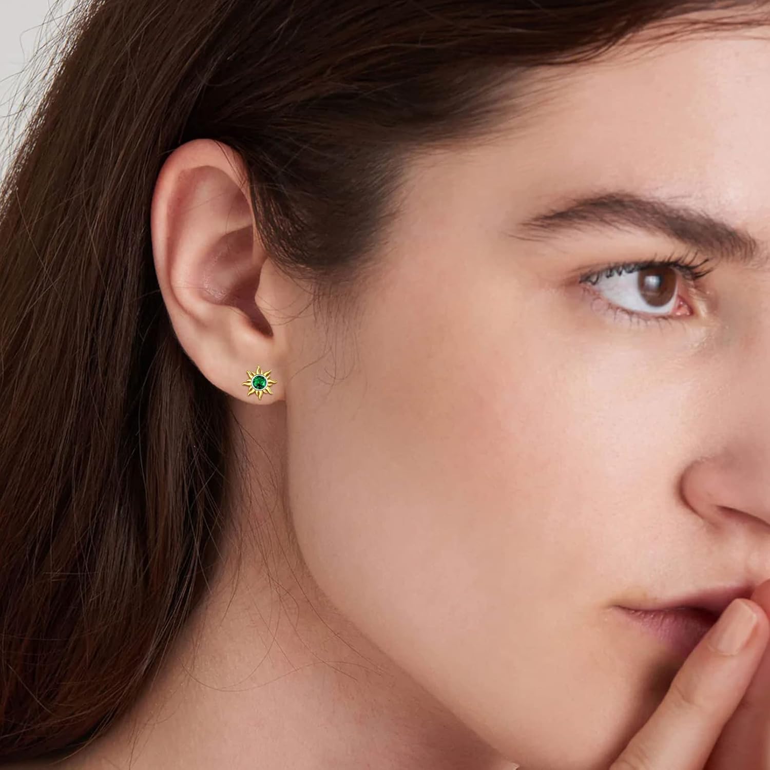 Hypoallergenic Sun Birthstone Earrings for Women, may birthstone, Emerald Earrings, Taurus Birthstone, Gemini Birthstone, sterling silver earrings, gift idea