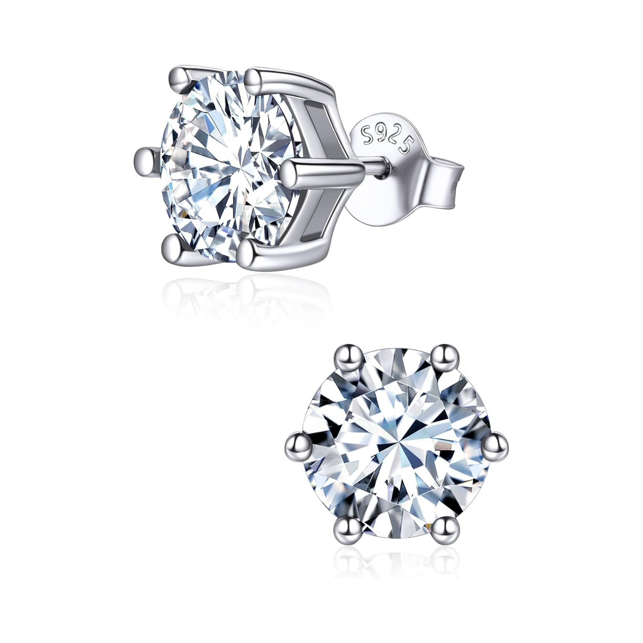 8.5mm Sparkling Round Cut Birthstone Halo Stud Earrings