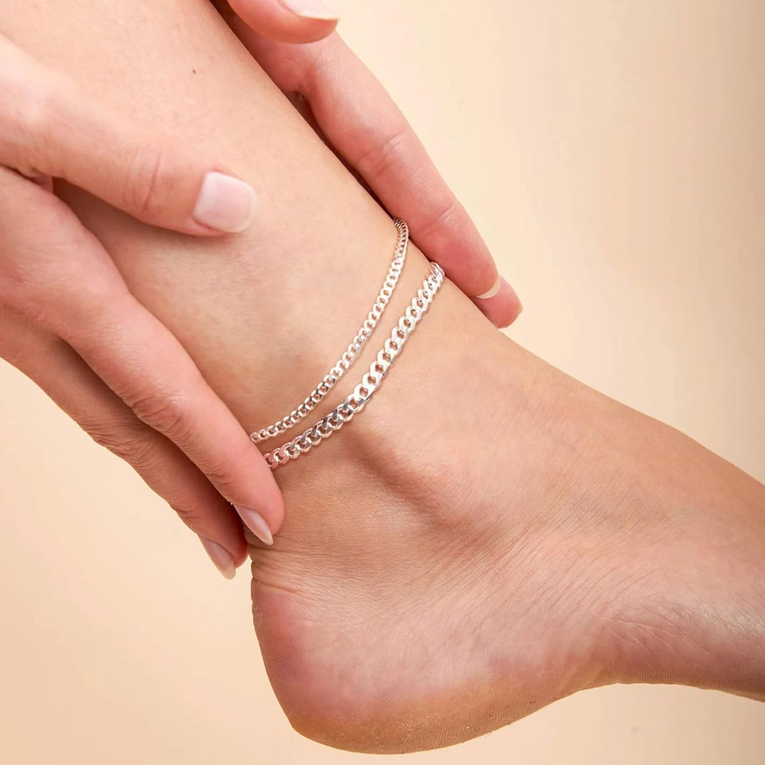 Simple Dainty Boho Beach Curb Cuban Chain Anklet for Women