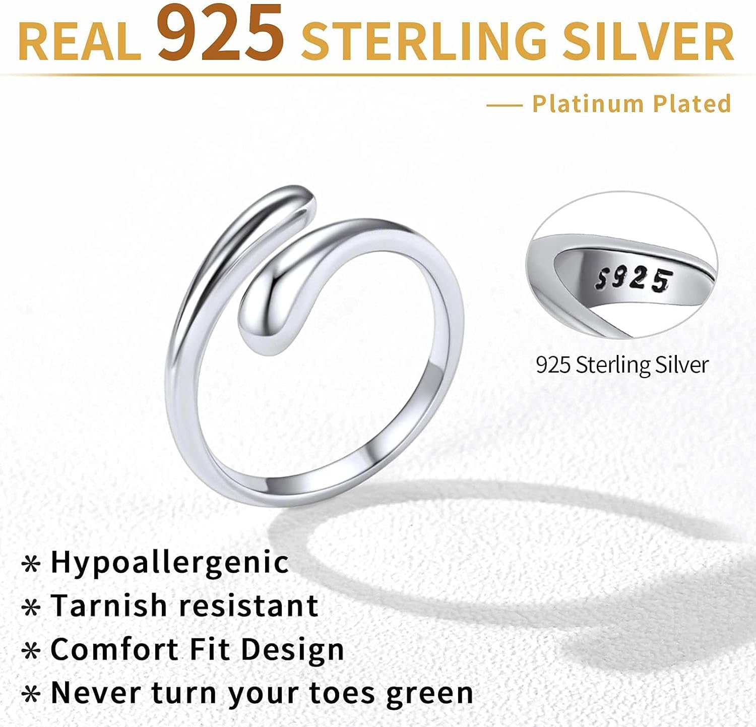 Teardrop Adjustable Simpe Toe Band Ring