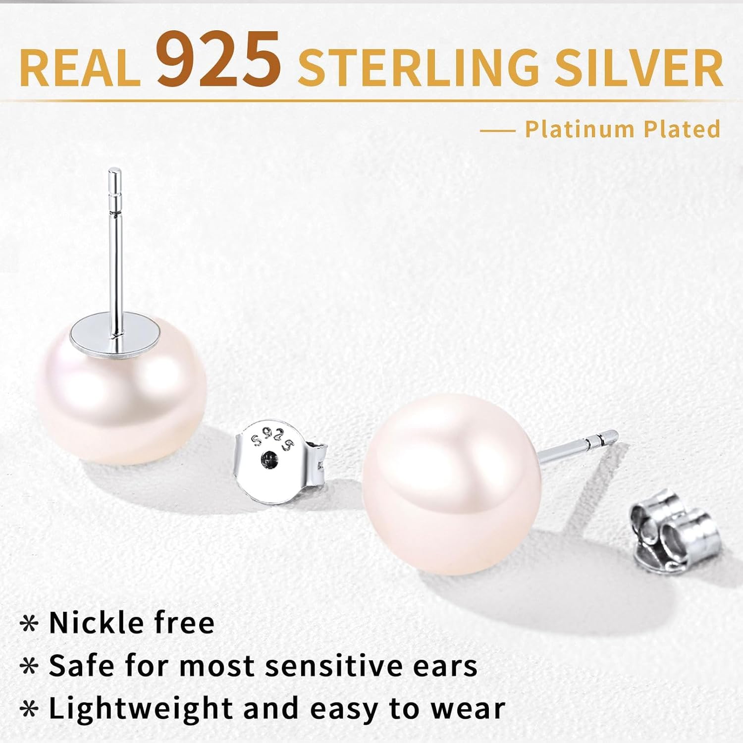 Sterling Silver Freshwater Cultured White Button Pearl Earrings