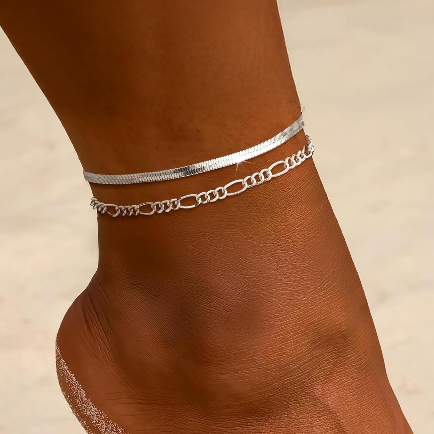 3mm wide Snake Chain Anklets for Women