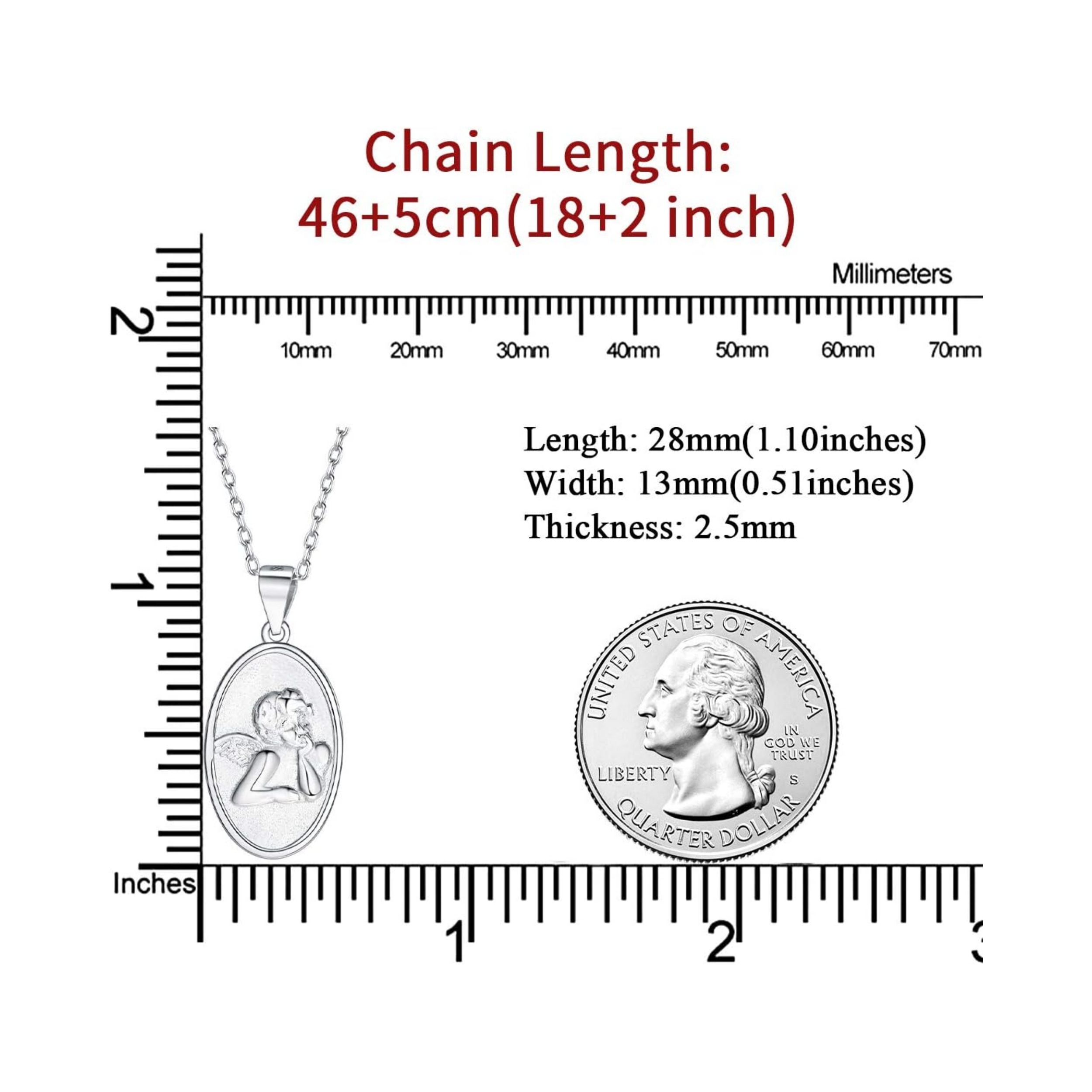 Angel Vintage Round Coin Circle Disc Dainty Pendant Necklaces Details: Dimensions, Hypoallergenic, Lobster-Claw-Clasps