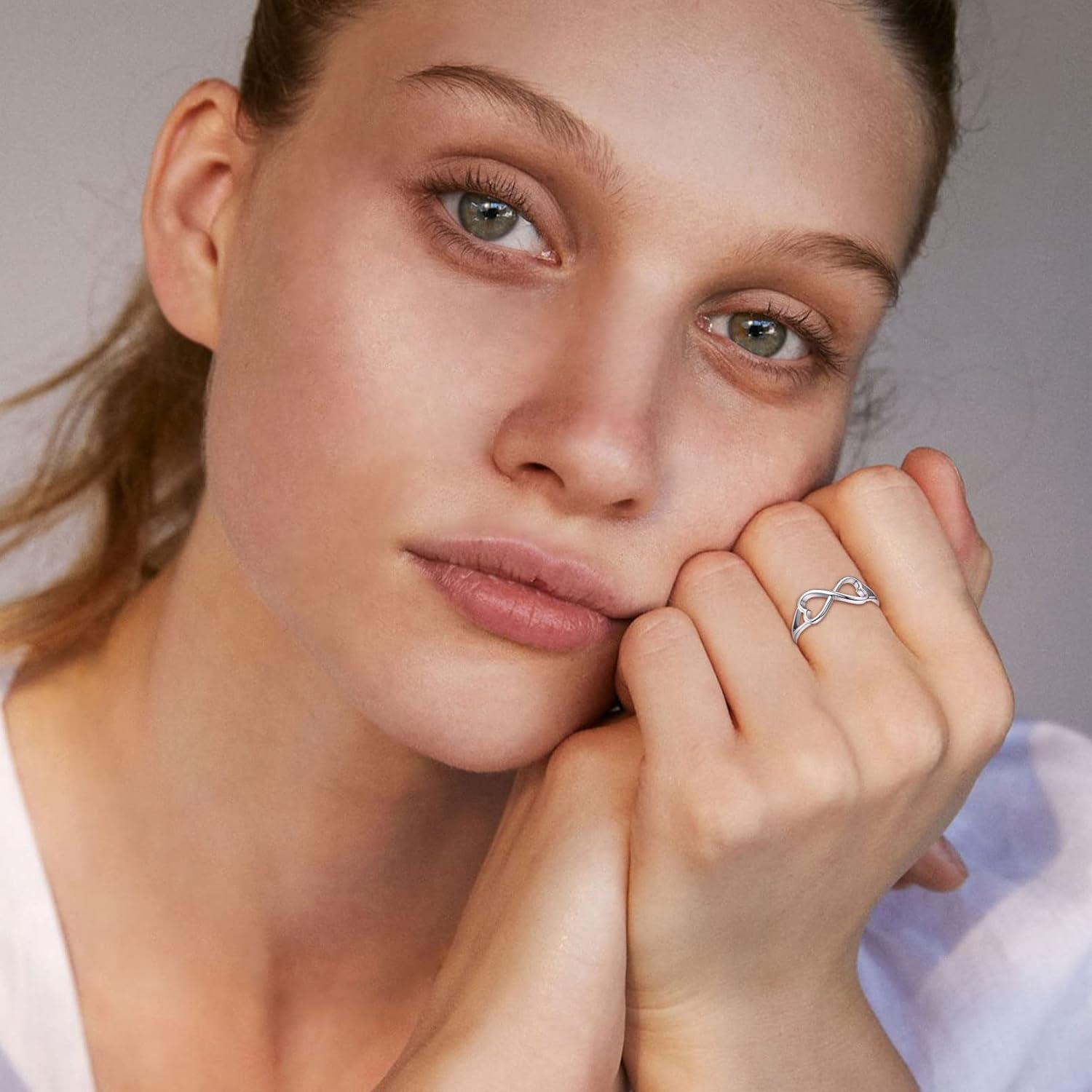 Simple Heart Infinity Knot Eternity Wedding Band Promise Rings for Women