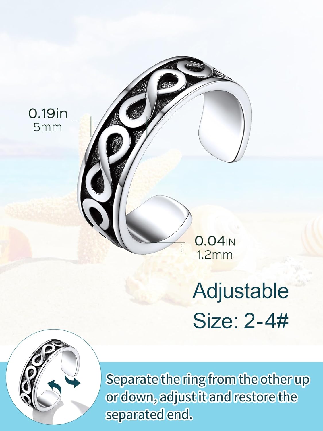 Infinity Adjustable Open Toe Rings
