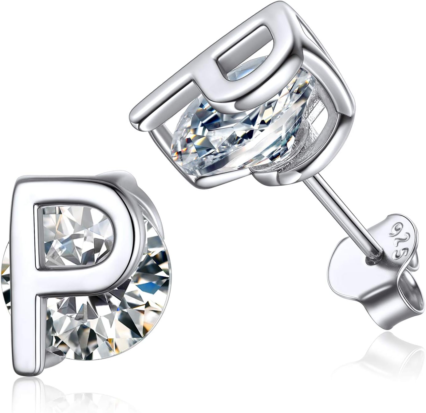 Dainty Initial & Cubic Zirconia Letter Stud Earrings