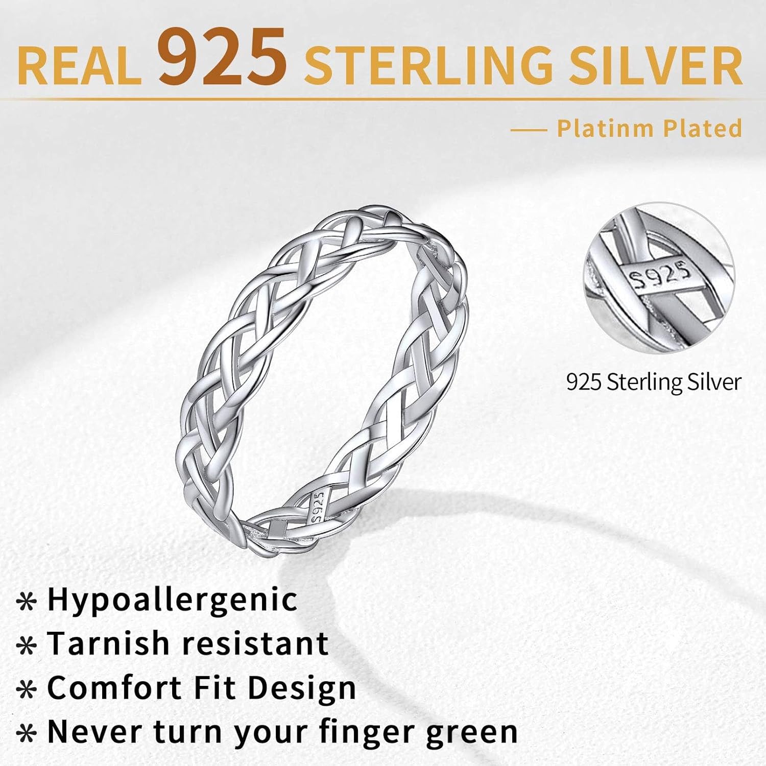 Sterling Silver Celtic Knot High Polished Engagement Wedding Band Ring