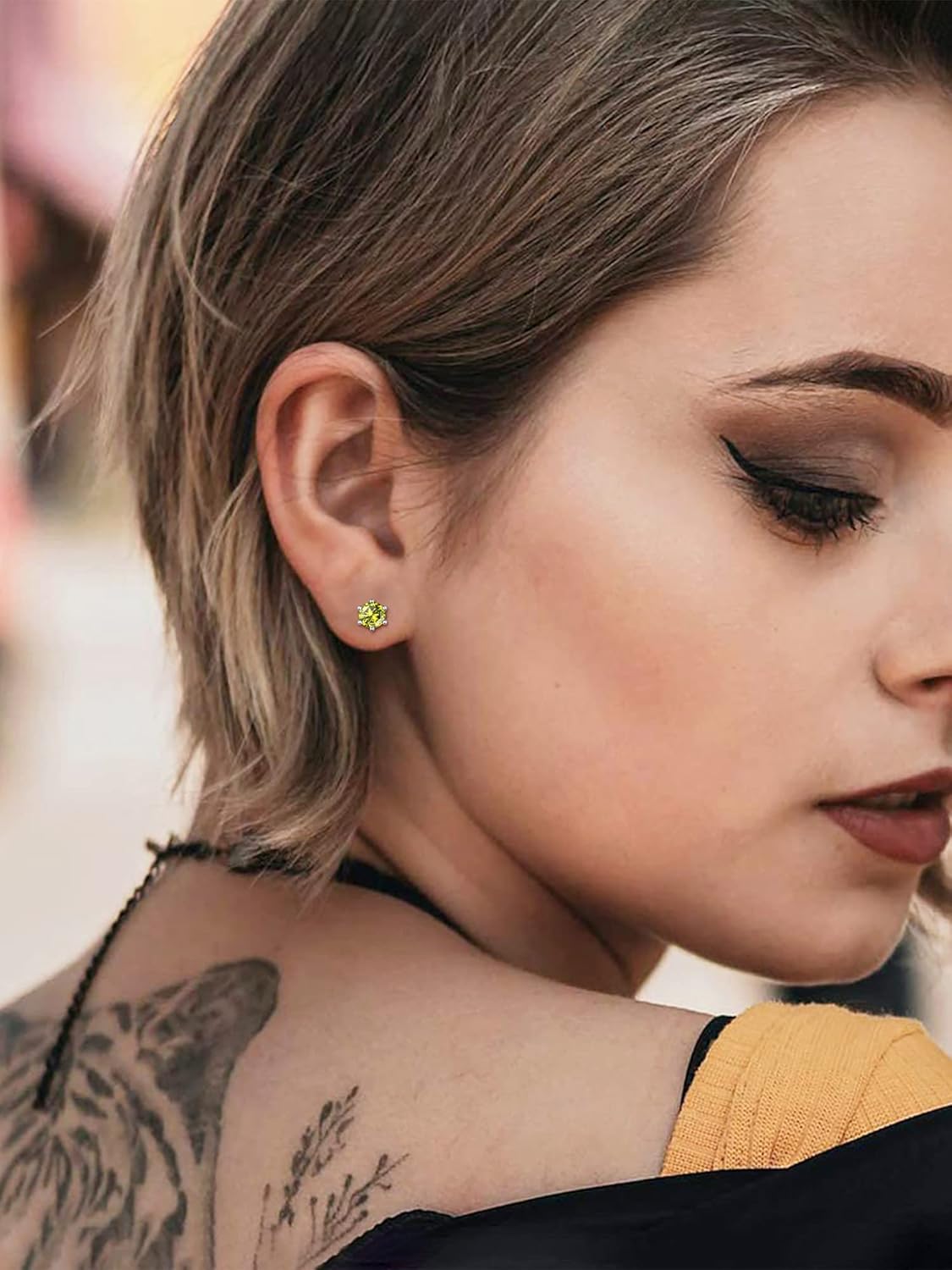 12 Months Sparkling Round Birthstone Halo Stud Earrings for women, august birthstone, Peridot Earrings, Leo Birthstone, Virgo Birthstone, sterling silver jewlery, gift idea