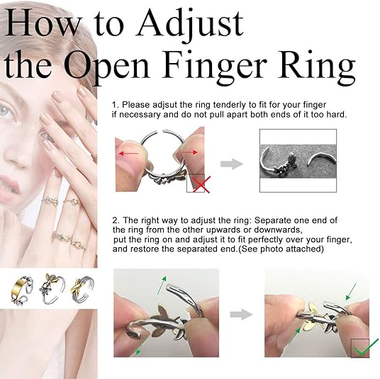 Minimalist Heart High Polish Adjustable Ring, How to adjust an open ring at home, Adjustment steps for men & women