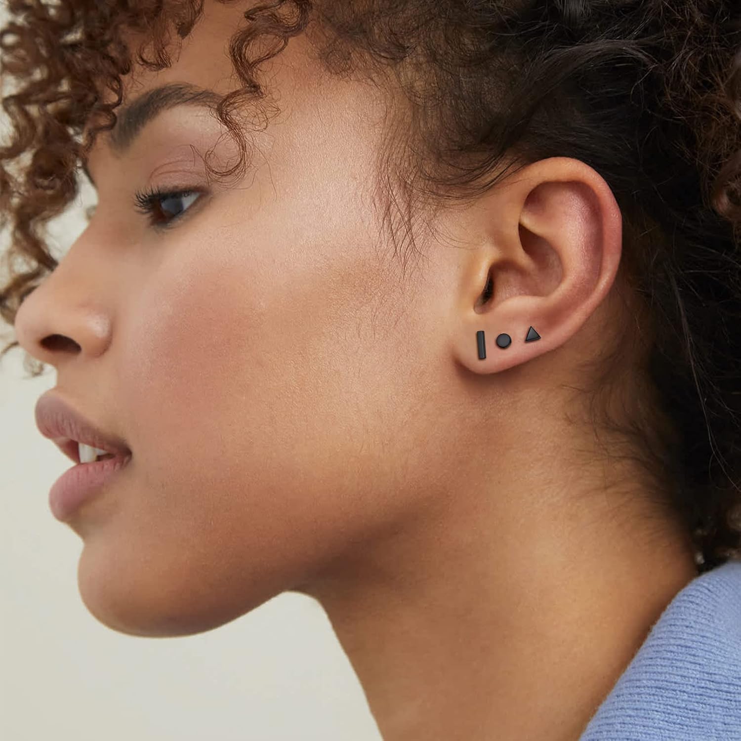 Hypoallergenic Minimalist Small Geometric Dainty Simple Triangle Studs for Women