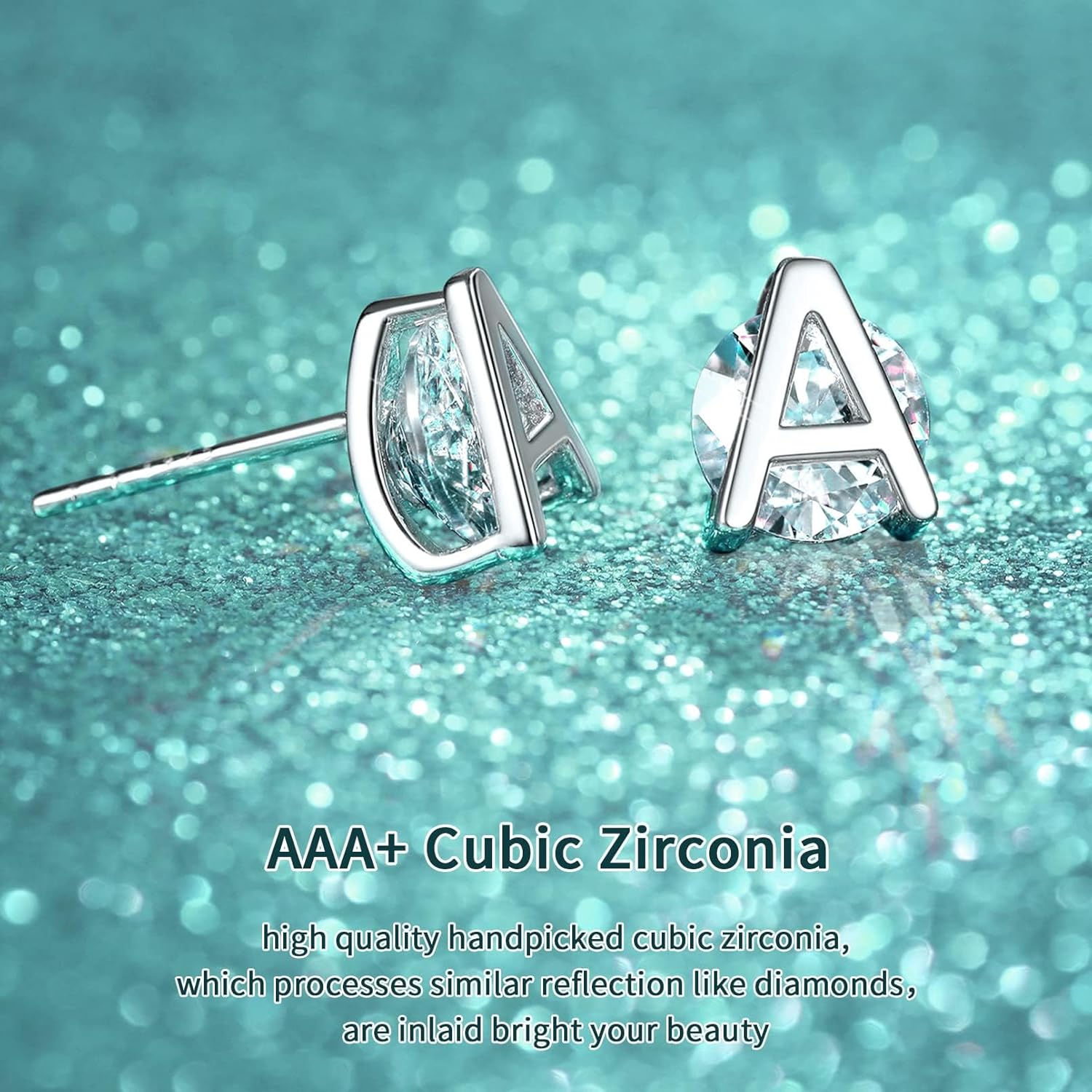Dainty Initial & Cubic Zirconia Letter Stud Earrings