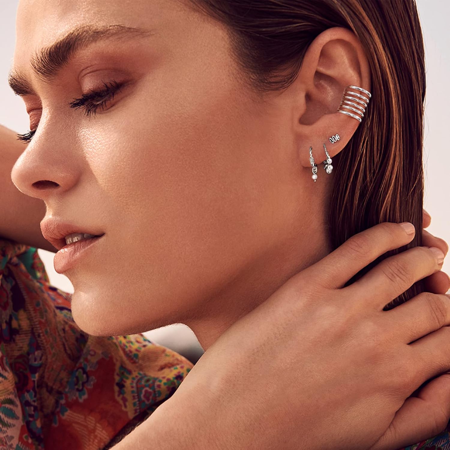 Multi Lines Non Piercing Clip on Cartilage Cuff Earrings for Women