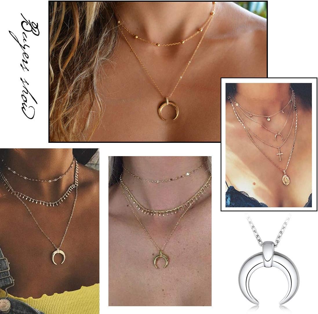 Crescent Moon Pendant Necklace for Women