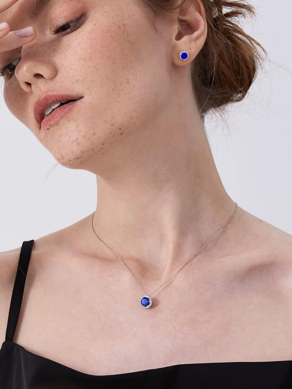 Round Cut Birthstone with Cubic Zirconia Necklace