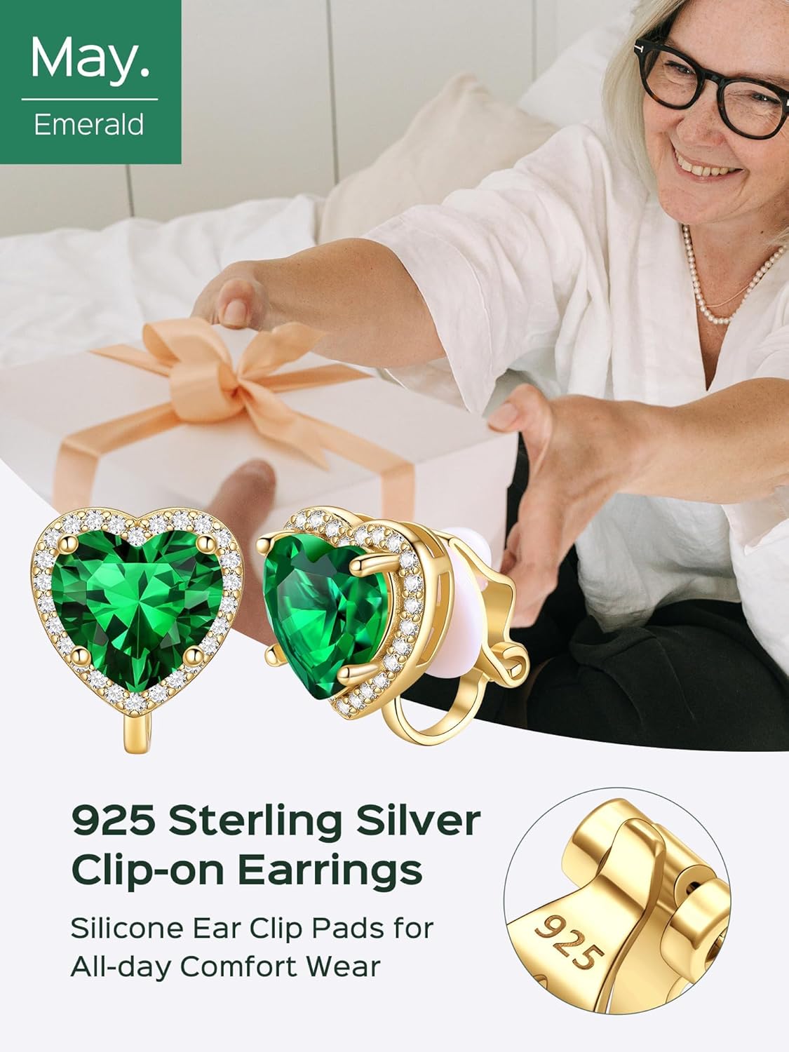 Hypoallergenic Birthstone Clip On Earrings