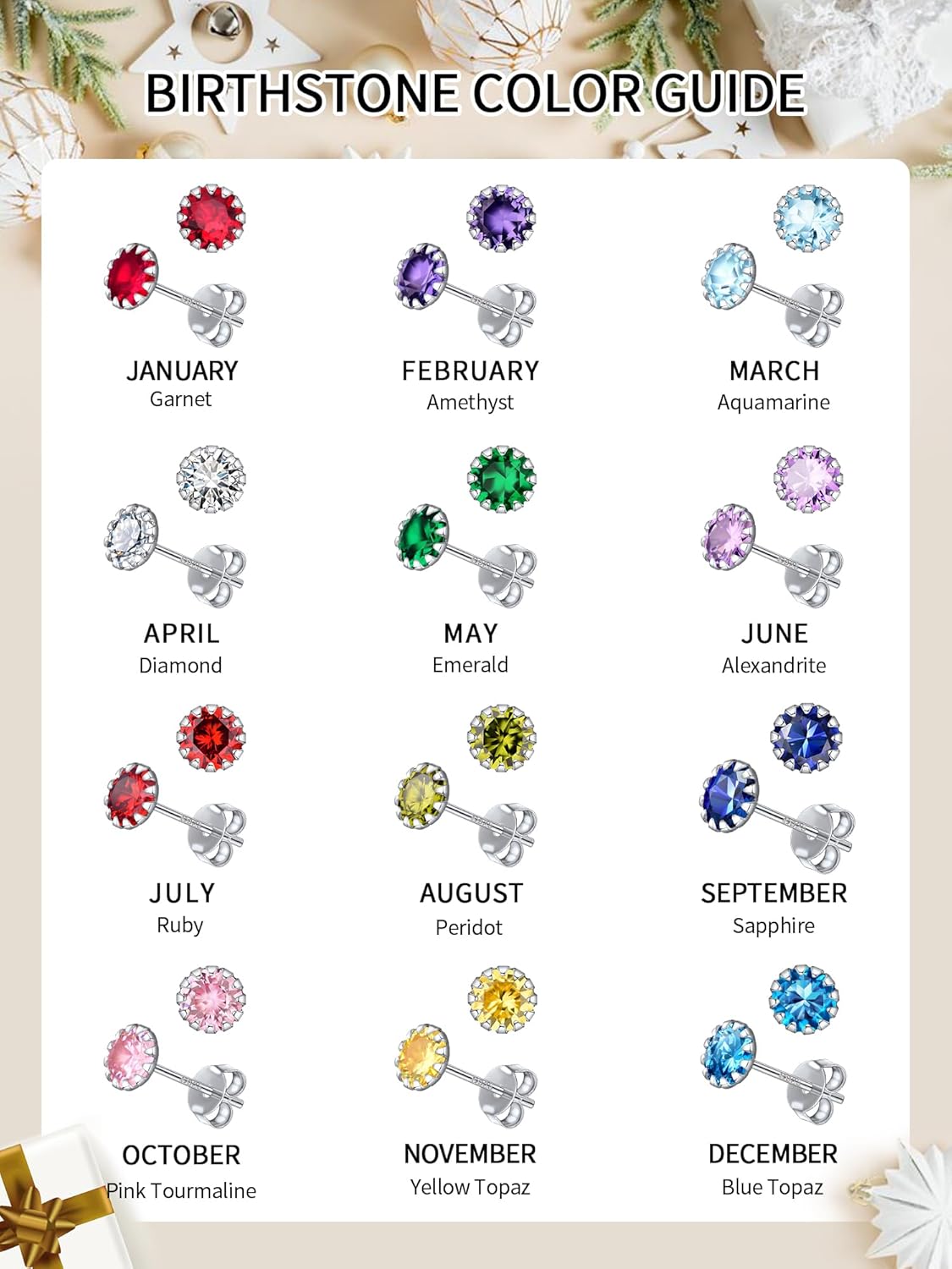 Round Cut Birthstone Stud Earrings for Ladies,   birthstone Earrings, sterling silver jewelry, gem jewelry, sterling silver jewelry, gift idea