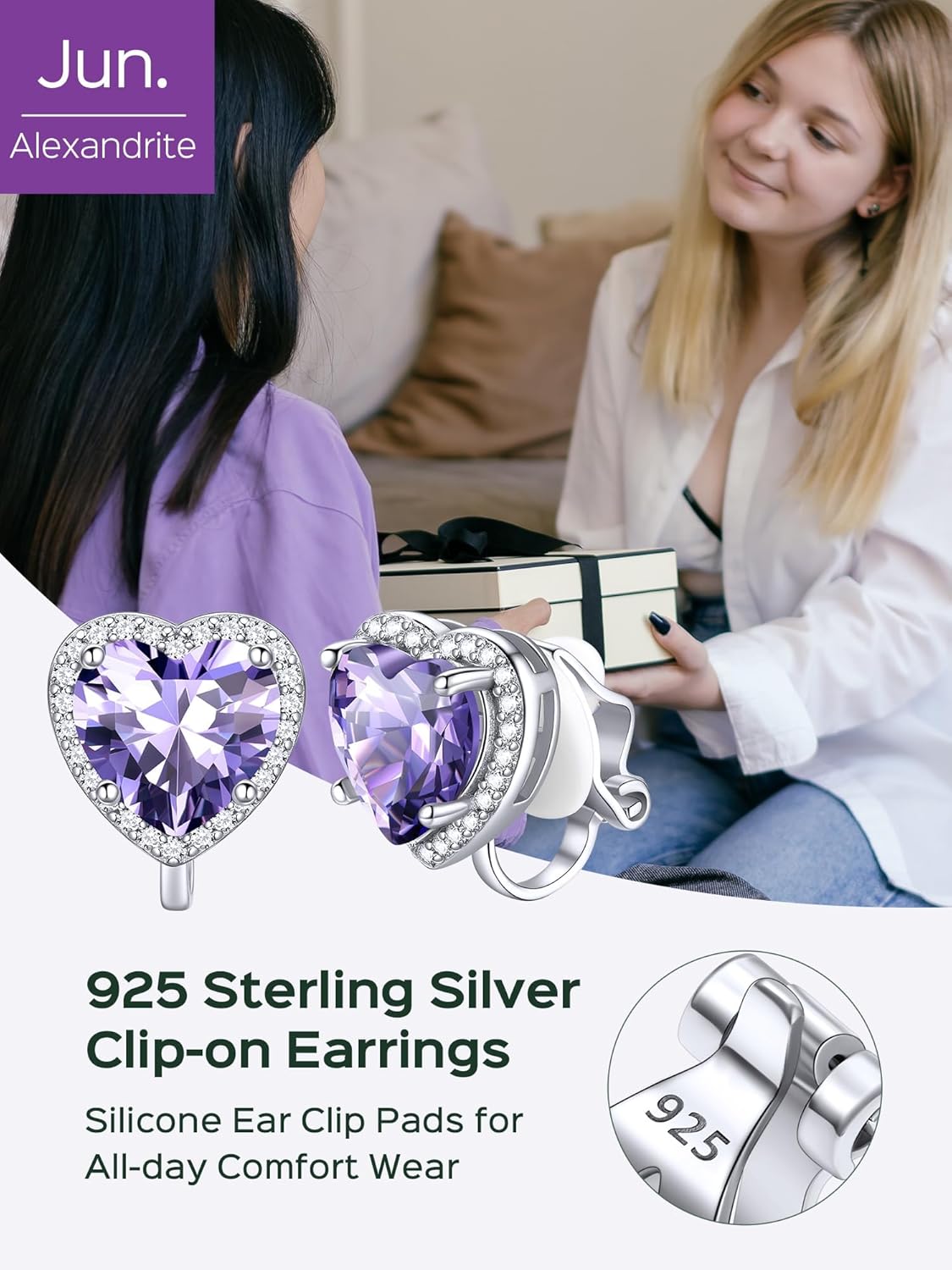 Hypoallergenic Birthstone Clip On Earrings